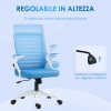 Vinsetto Sedia Ufficio Ergonomica Bianca E Azzurra - Altezza Regolabile, Braccioli Sollevabili, Girevole, Carico 136 Kg