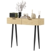 HOMCOM Table console style nordique table d'entrée étroite avec 2 tiroirs et pieds en acier pour salon, entrée, couloir, chêne