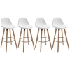 HOMCOM Lot de 4 tabourets de bar style scandinave hauteur 70 cm avec pieds en bois et repose-pieds en acier - blanc