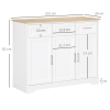 Credenza Cucina HOMCOM Bianca - Con Ante Ammortizzate, 2 Armadietti E Scaffale Aperto, 120x75cm - Foto 8