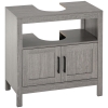 kleankin Mobile Sottolavabo con Armadietto a 2 Ante e Ripiani in Legno 60x30x60cm, Grigio