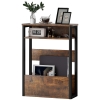 HOMCOM Table d'appoint table de chevet avec étagère à deux niveaux coins arrondis 46l x 18P x 58,5H cm brun rustique