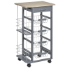 HOMCOM Carrello da Cucina in Grigio Scuro con 1 Cassetto e 4 Cestelli Metallici