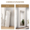 HOMCOM Grand Miroir Pleine Longueur 160x50 Cm – Style Élégant Noir, Sur Pied, Mural Ou à Poser – Parfait Pour Chambre, Salon, Dressing Et Essayages Quotidien