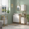 Meuble Colonne Salle De Bain HOMCOM - 6 étagères, 2 Portes, Finition Chêne, étroit Pour Petits Espaces (40x31x182 Cm)