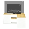 Meuble TV HOMCOM Style Scandinave Jusqu'à 40 Pouces - 4 Tiroirs, Niche Centrale, Bois Naturel Et Blanc 90x30x46 Cm