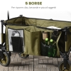 Outsunny Carrello da Giardino da Carico max 70kg con 4 Ruote, Carrello Spiaggia Pieghevole in Acciaio e Tessuto Oxford con Maniglia Telescopica Regolabile, per Giardino Campeggio, 108x55 cm, Verde