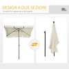 Ombrellone Rettangolare Da Giardino 198x130x245 Cm, Palo In Alluminio, Inclinabile, Antivento, Anti-UV, Con Tessuto In Poliestere, Ideale Per Spiaggia E Terrazzo