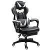 Vinsetto Chaise gaming Ergonomique, Fauteuil de Bureau confortable avec Repose-Pied, Appuie-Tête et coussin lombaire, Hauteur Réglable, noir et blanc