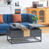 Table Basse Relevable HOMCOM Avec Rangement Caché - Transformable En Bureau, Pour Salon Ou Bureau - Blanc 100x50 Cm