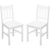 HOMCOM Lot de 2 chaises de salle à manger en bois massif chaise de cuisine dossier lattes esprit campagne blanc