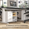 BAKAJI Mobile Multiuso Porta Stampante in Legno con 3 Mensole, 2 Cassetti con Chiave e 1