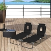 Lot De 2 Transats Bain De Soleil Pliable Outsunny - Dossier Inclinable Acier Textilène Noir