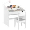AIYAPLAY Juego de Escritorio y Silla para Niños de +3 Años con Cajón Extraíble y Compartimento Gris y Blanco