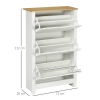 HOMCOM Armoire à Chaussures Moderne 18 Paires - Portes Brillantes Soft-Close, 6 Niveaux Réglables, Blanc 70x35x95cm