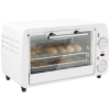 HOMCOM Mini Forno Elétrico 10 Litros 750W com Temperatura até 230 °C Temporizador 60 Minutos Bandeja e Grade 36,5x26x22 cm Branco