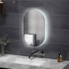 Kleankin Miroir Salle De Bain Ovale LED 90x60 Cm - Antibuée, Luminosité Et Couleurs Réglables, Interrupteur Tactile