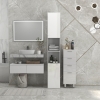 Meuble 17 Cm De Large Meuble Colonne Salle De Bain Kleankin - 169 Cm, 2 Placards + 2 Niches, Style Scandinave, Blanc