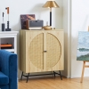 Buffet Rangement HOMCOM - Meuble Vintage Avec Cannage - 2 Portes, Étagère Intérieure - 80x39x101 Cm - Style Bohème