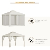 Gazebo Da Giardino 3x3m Outsunny - Con Zanzariera E Tetto In Poliestere Beige - Foto 5