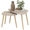 HOMCOM Set mit 2 skandinavischen Design-Nesttischen, Holzbeine und Holzplatte, naturbelassenes Aussehen