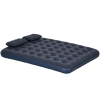 Outsunny Colchão Insuflável Duplo 191x137x22 cm com Inflador Manual Colchão Insuflável Reforçado com 2 Almofadas Integrada Azul