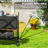 Chariot De Plage Pliable Outsunny 60kg Avec Roulettes Et Sac - Noir