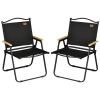 Set Outsunny de 2 scaune exterioare pliabile cu brațe din material Oxford și oțel, Negru