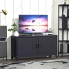Mobile TV Su Ruote HOMCOM In Legno Effetto Rovere - 2 Nicchie, Armadio, Passacavi E Freni, Dimensioni 80x45x41 Cm