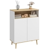 HOMCOM Credenza dal Design Scandinavo con Armadio a 2 Porte e Mensola Interna, Bianco e Legno