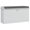 HOMCOM Banco Sapateira Moderno de Madeira com Prateleiras Ajustáveis e Almofada Acolchoada para 8 Pares de Sapatos 80x26x44,5 cm Branco
