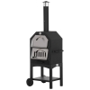 Outsunny Forno per Pizza Barbecue a Carbonella, BBQ da Esterni/Giardino in Acciaio Inox con Termometro, 64x54x160cm