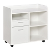 Vinsetto Armário para Impressora com 3 Compartimentos 2 Gavetas para Arquivos Prateleira Ajustável 2 Rodas com Freios 80x40x72 cm Branco