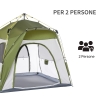 Tenda Da Campeggio Outsunny 2 Posti Pop Up - Igloo Con Rete E Porta, 240x240x199 Cm, Verde - Foto 6