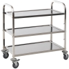 HOMCOM Carrito Auxiliar con Ruedas de Acero Inoxidable 90,5x50,5x88,2 cm Carrito de Cocina con Bandejas y 2 Brazos Plata