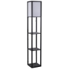 HOMCOM Lámpara de Pie de Madera con 3 Estantes de Almacenaje para Bombilla E27 Potencia Máx. 40W Lámpara Moderna para Salón Dormitorio 26x26x160 cm Negro y Blanco