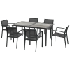 Outsunny Set de Grădină cu 6 Scaune Stivuibile din Material Textil de Plasă și Masă cu Aspect de Lemn, Gri