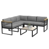 Outsunny Set Mobilier de Grădină cu Canapea și Măsuță din Aluminiu, cu Perne Căptușite, Gri