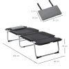 Letto Da Campeggio Matrimoniale Outsunny - Brandina Pieghevole E Portatile, Grigia, 194x127x46 Cm, Include 2 Cuscini