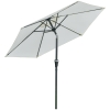 Outsunny Umbrelă de Grădină Rotundă cu Manivelă și Funcție de Înclinare, Cadru din Oțel pentru Terasă sau Curte, Diametru 227 cm, Alb Crem