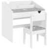 AIYAPLAY Conjunto de Secretária e Cadeira para Crianças com Gaveta Amovível e Compartimento para Dormitório Sala de Jogos Cinza e Branco