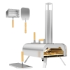 Outsunny Mini Forno a Lenha para Pizza com Pedra Refratária e Pá em Aço Inoxidável com Pés Dobráveis e Pegas 79x36x75 cm Prata