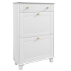 HOMCOM Meuble chaussure entrée étroit avec tiroirs à portes abattants et étagère réglable, 60 x 23,5 x 98,5 cm, blanc