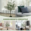 Pianta Artificiale Olivo HOMCOM 120 Cm Con Vaso, 450 Foglie Di Seta E 20 Olive - Decorazione Interni Realistica