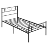 HOMCOM Marco de Cama Individual de Metal 31 cm para Colchón 90x190 cm con Cabecera Forma de Mariposa 95x196x100 cm Negro