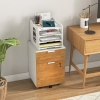 HOMCOM Caisson De Bureau à Tiroirs Verrouillable – Effet Bois Blanc Et Naturel, 2 Tiroirs, Rails Pour Dossiers A4/Lettre, 4 Roulettes, 42 X 40 X 60 Cm