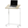 HOMCOM Table d'appoint avec roulettes en forme de C réglable en hauteur avec plateau inclinable, chêne et blanc