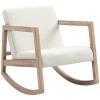 HOMCOM schommelstoel met houten frame, gestoffeerd, relaxstoel, fauteuil, woonkamerstoel, salon met gestoffeerde zitting, rubberhout, crème wit, 60 x 81 x 71 cm