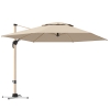 Outsunny Parasol déporté parasol de jardin extérieur hexagonal 4,2 x 3 m avec manivelle, inclinable rotatif à 360° UPF50+ kaki