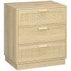 HOMCOM Commode design bohème en rotin avec 3 tiroirs, meuble de rangement pour le salon, le couloir, l'entrée, bois naturel